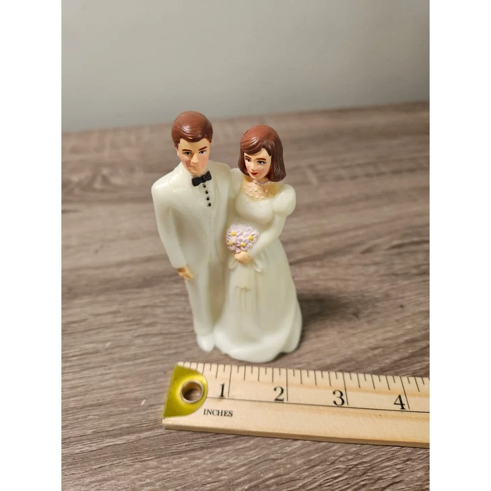 Vintage Wedding Cake Topper Lot 4pc Wilton Bride Groom Retro Lace Floral 1993